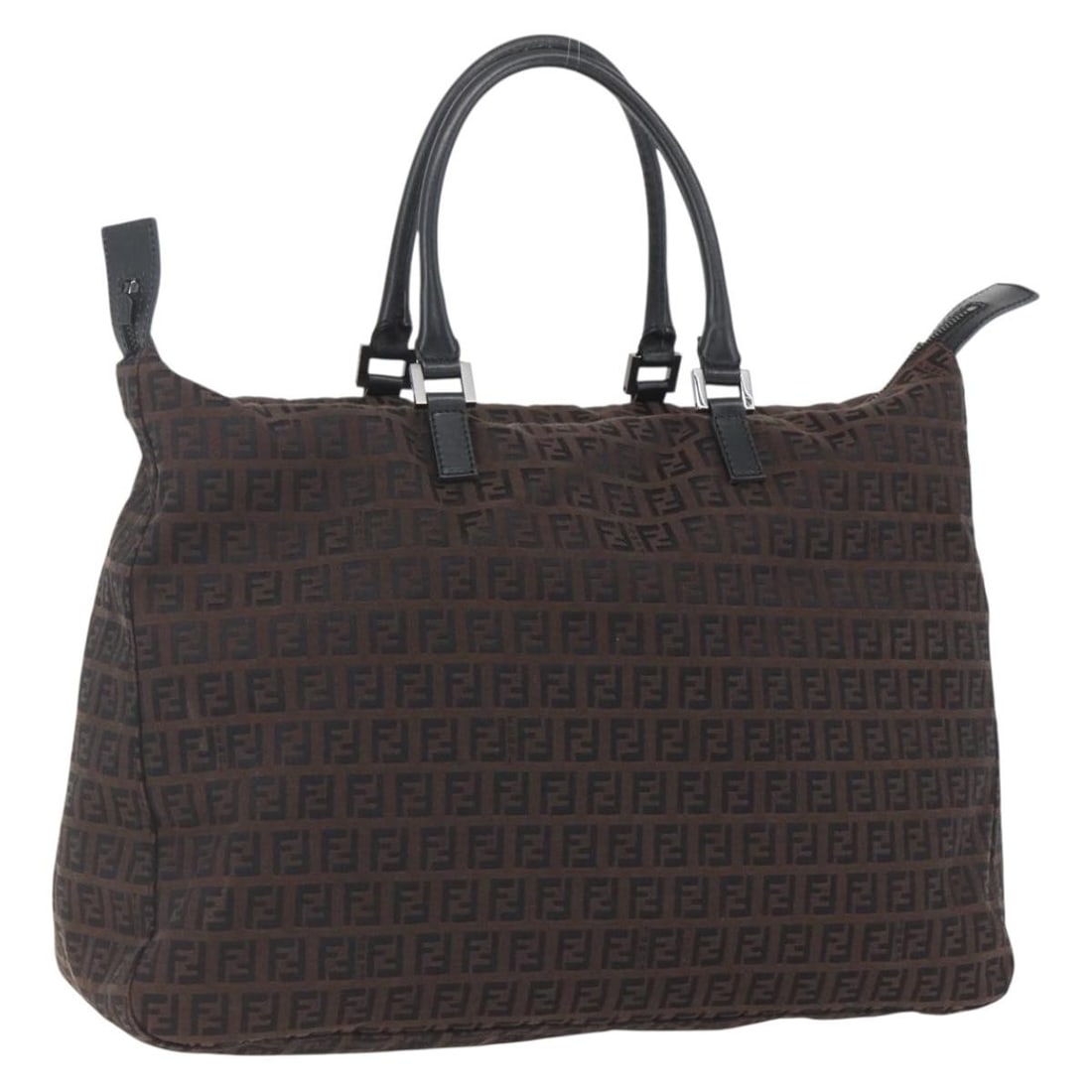 FENDI Zucchino Canvas Tote Handbag Dark Brown Italy: FENDI Zucchino Canvas Tote Handbag Dark Brown Italy Authentic Fendi Zucchino canvas hand bag in dark brown for women. Made in Italy, this handbag is offered without the original box or dust bag, and o