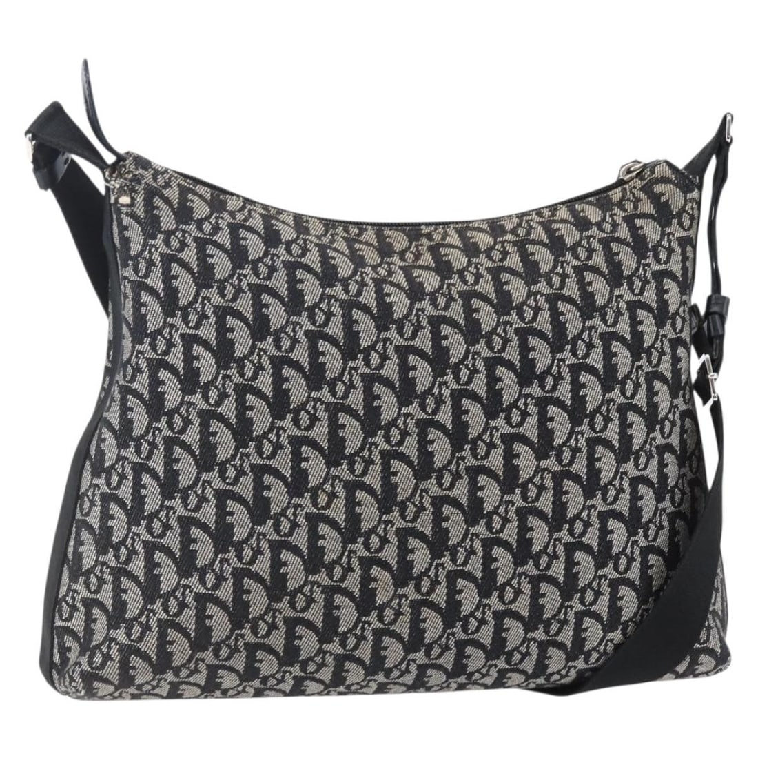 Christian Dior Black Silver Trotter Canvas Shoulder Bag Auth Italy: Christian Dior Black Silver Trotter Canvas Shoulder Bag Auth Italy This authentic Christian Dior Trotter Canvas Shoulder Bag features a sophisticated blend of black and silver, showcasing the iconic T
