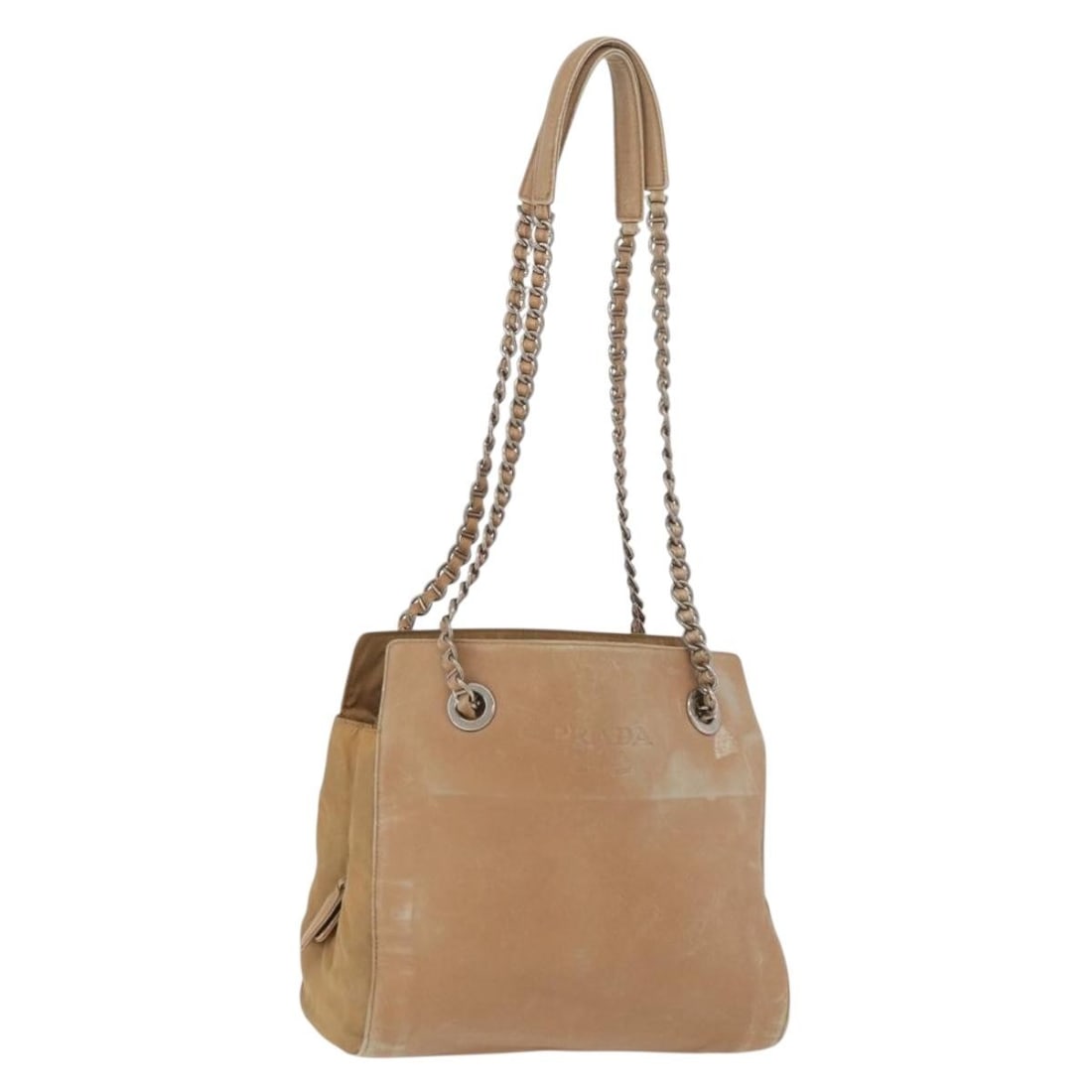 PRADA Leather Shoulder Bag Beige Gold Chain Strap (1 of 18)