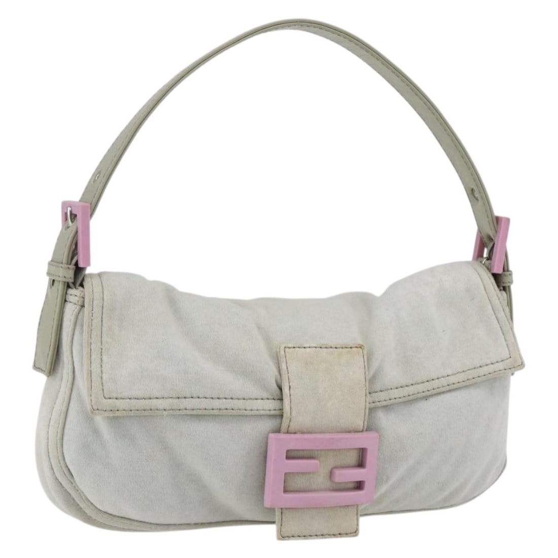 FENDI Mamma Baguette Cotton Shoulder Bag Light Blue Silver: FENDI Mamma Baguette Cotton Shoulder Bag Light Blue Silver Fendi Mamma Baguette shoulder bag in light blue and silver cotton, made in Italy. This women's shoulder bag measures approximately 10.6 x 5.9
