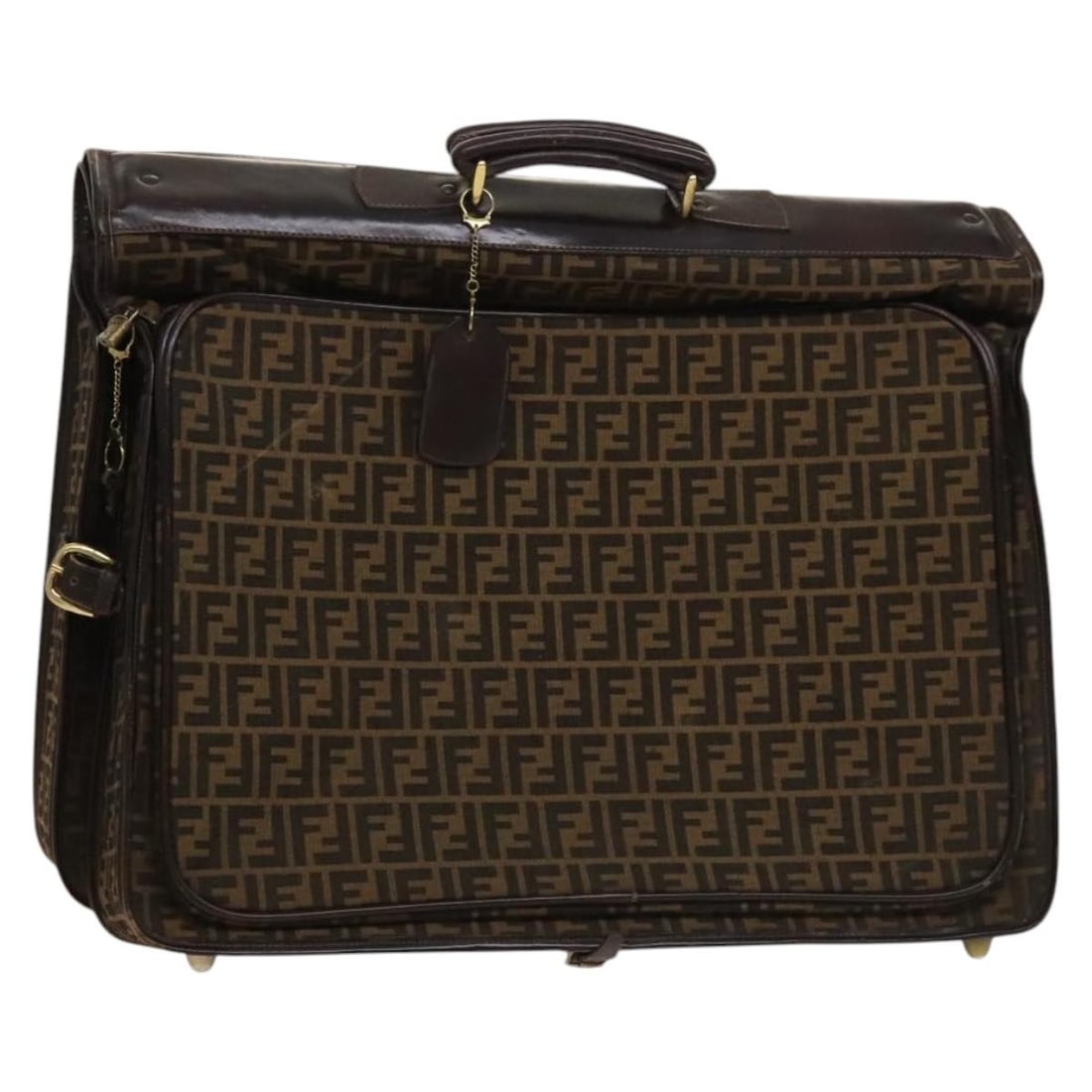 Fendi Zucca Canvas Garment Cover Brown Black Gold Padlock Name Tag (1 of 18)