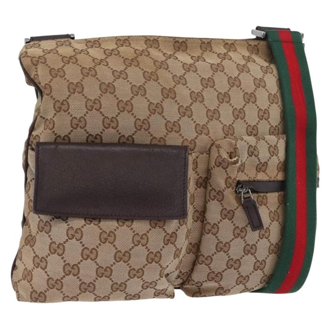 Gucci 169937 GG Canvas Sherry Web Shoulder Bag Beige Silver: Gucci 169937 GG Canvas Sherry Web Shoulder Bag Beige Silver Gucci GG Canvas Web Sherry Line shoulder bag in beige and silver, made in Italy from GG canvas. The bag measures approximately W33 x H29 x D