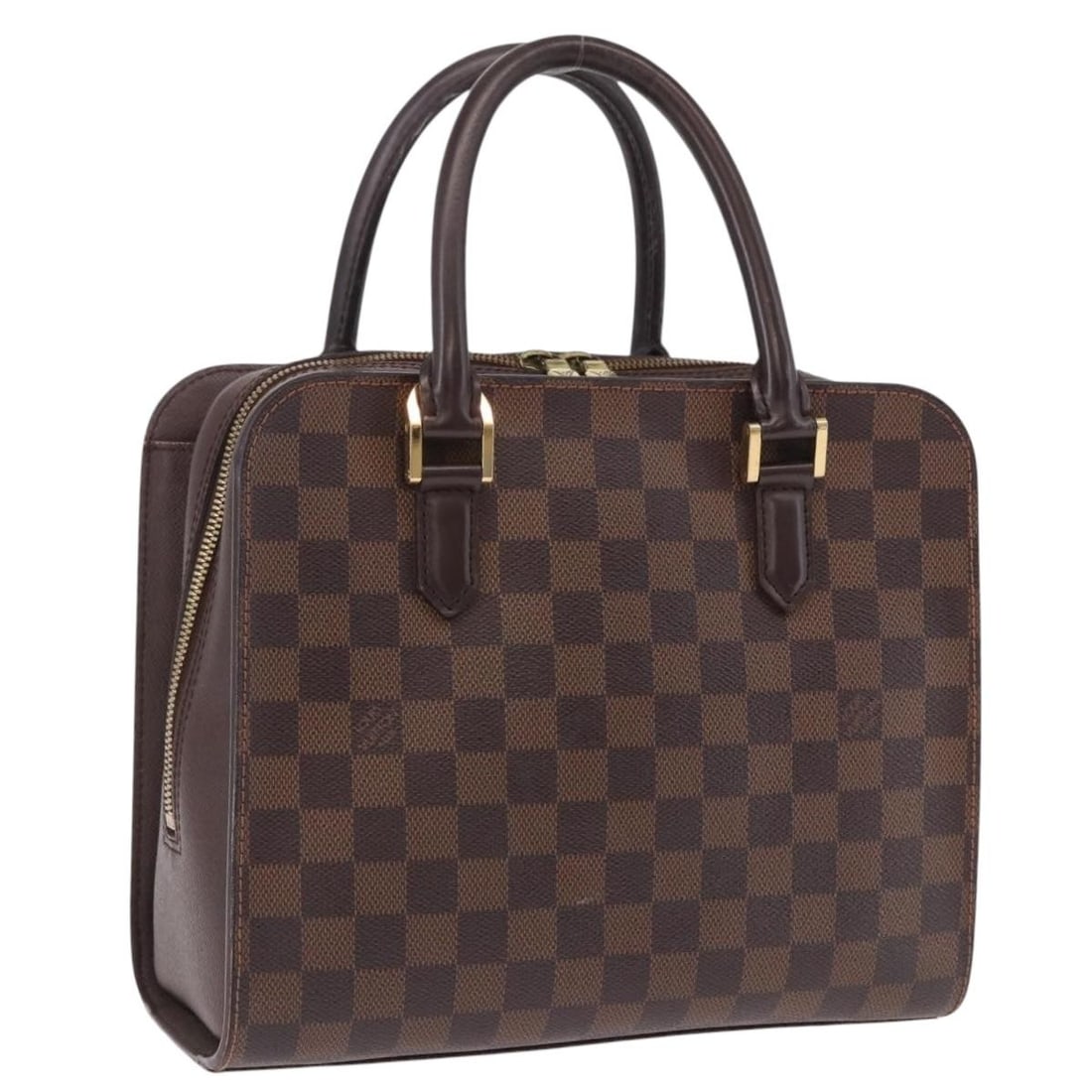 Louis Vuitton Triana Hand Bag Damier Ebene Canvas N51155: Louis Vuitton Triana Hand Bag Damier Ebene Canvas N51155 Louis Vuitton Damier Ebene Triana handbag in Damier Ebene canvas, made in France. The bag measures approximately W26 cm x H23 cm x D11 cm (W10.