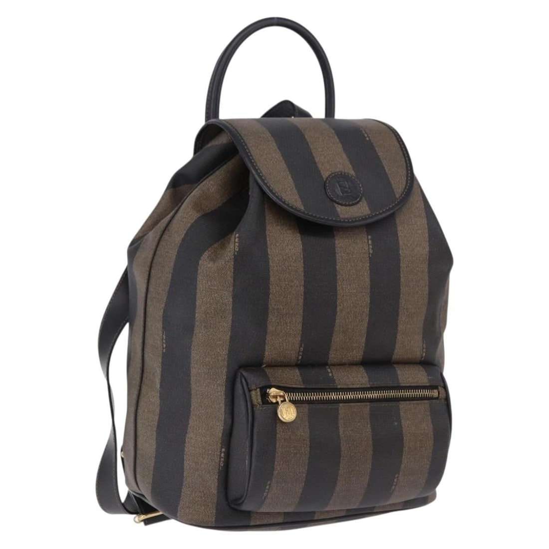 Fendi Pequin Canvas PVC Leather Backpack Black Brown Italy (1 of 18)