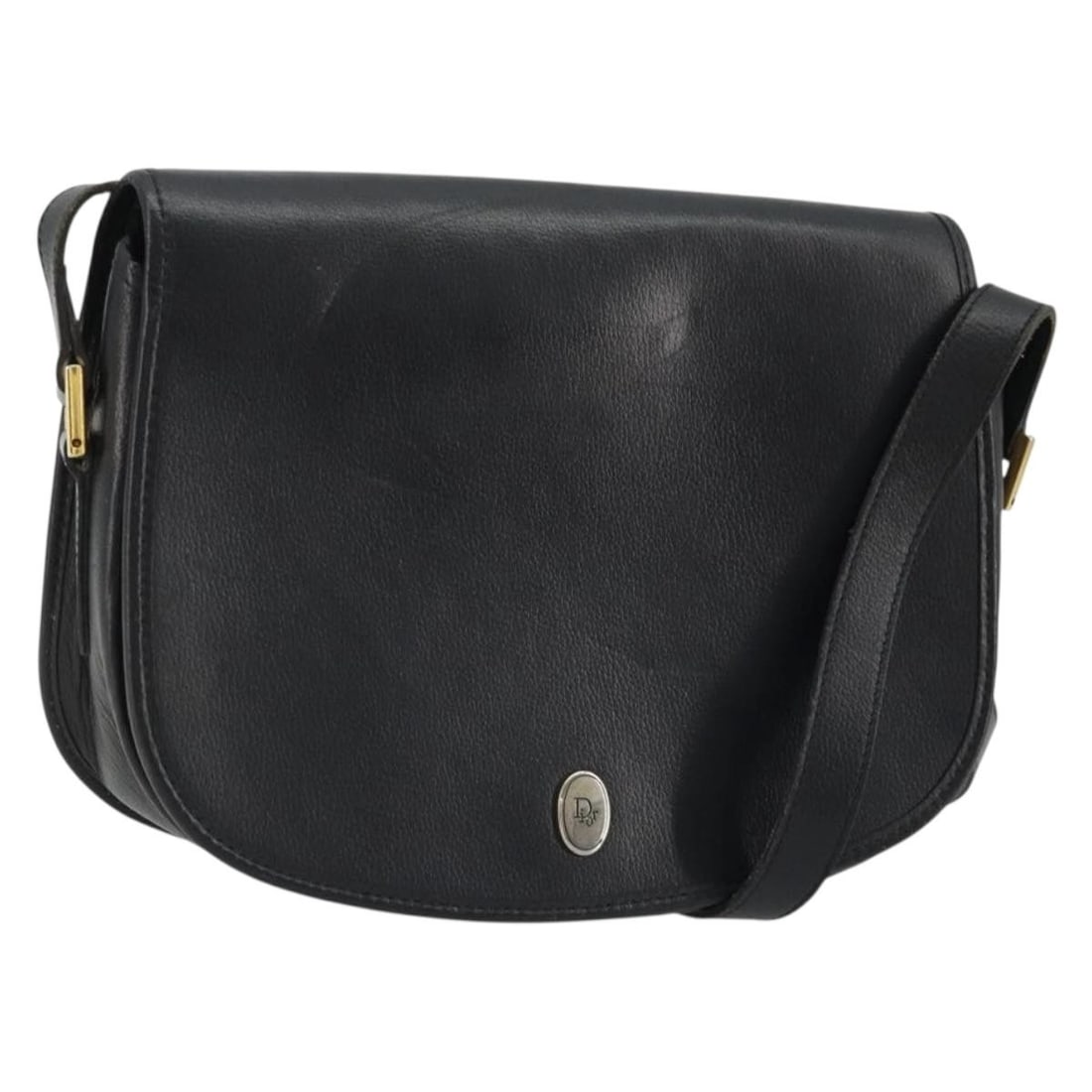 Christian Dior Black Leather Shoulder Bag with Gold Accents France: Christian Dior Black Leather Shoulder Bag with Gold Accents France This Christian Dior shoulder bag features a classic black leather exterior with gold accents. Designed for women, it offers a structu