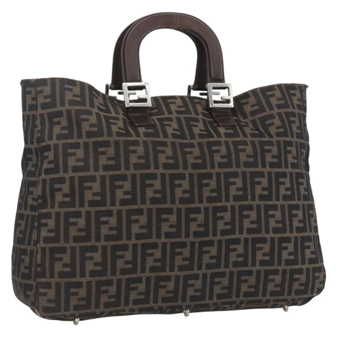 FENDI Zucca Canvas Tote Handbag in Black Brown: FENDI Zucca Canvas Tote Handbag in Black Brown Authentic FENDI handbag in black and brown Zucca canvas. This women's bag is made in Italy and features a structured everyday silhouette with short handl