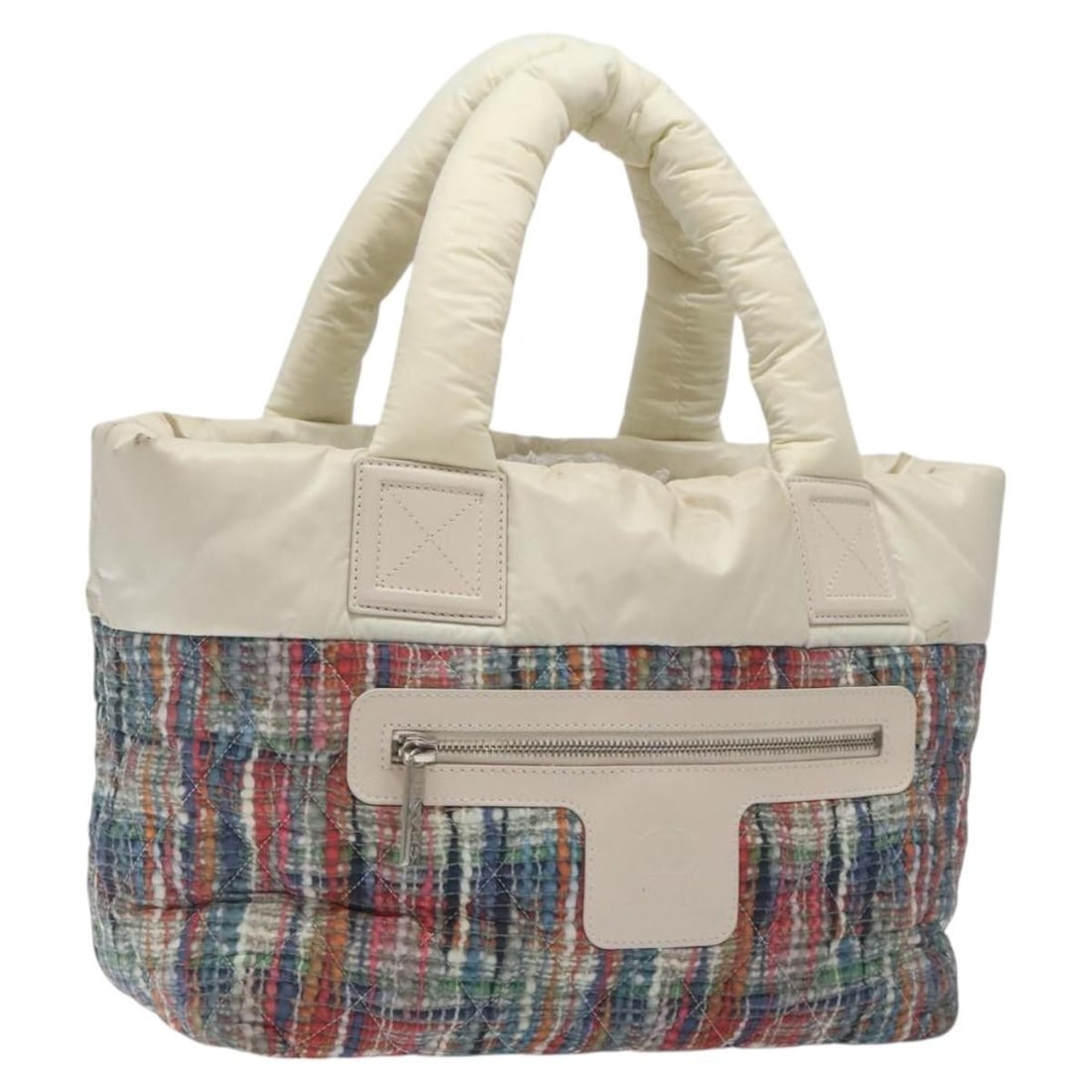 CHANEL Coco Cocoon PM Nylon Handbag White Multicolor Silver (1 of 18)