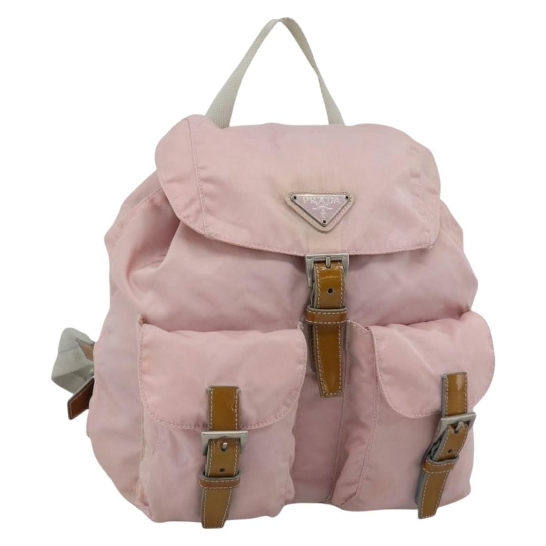 PRADA nylon backpack in pink and silver Made in Italy: PRADA nylon backpack in pink and silver Made in Italy Authentic Prada women's backpack in pink and silver nylon, made in Italy. This compact backpack shows heavy use with visible wear throughout, incl