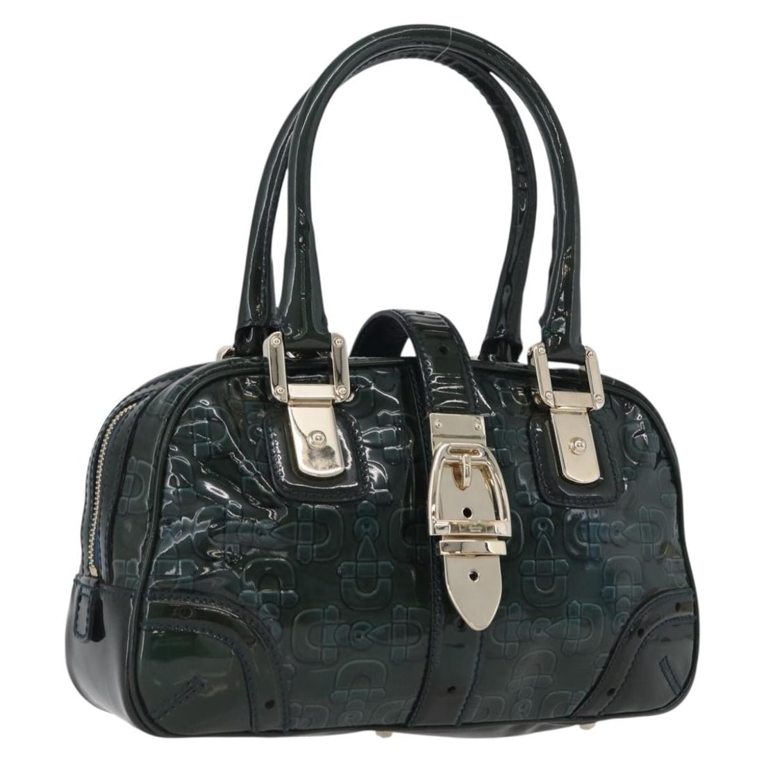 Gucci 145772 Horsebit Patent Leather Handbag Green Gold (1 of 18)