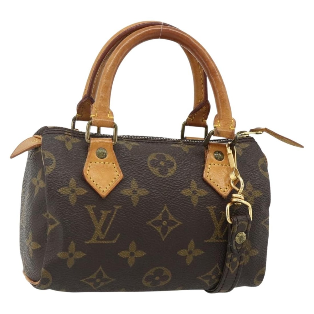 Louis Vuitton M41534 Mini Speedy Monogram Canvas Handbag with Strap (1 of 18)