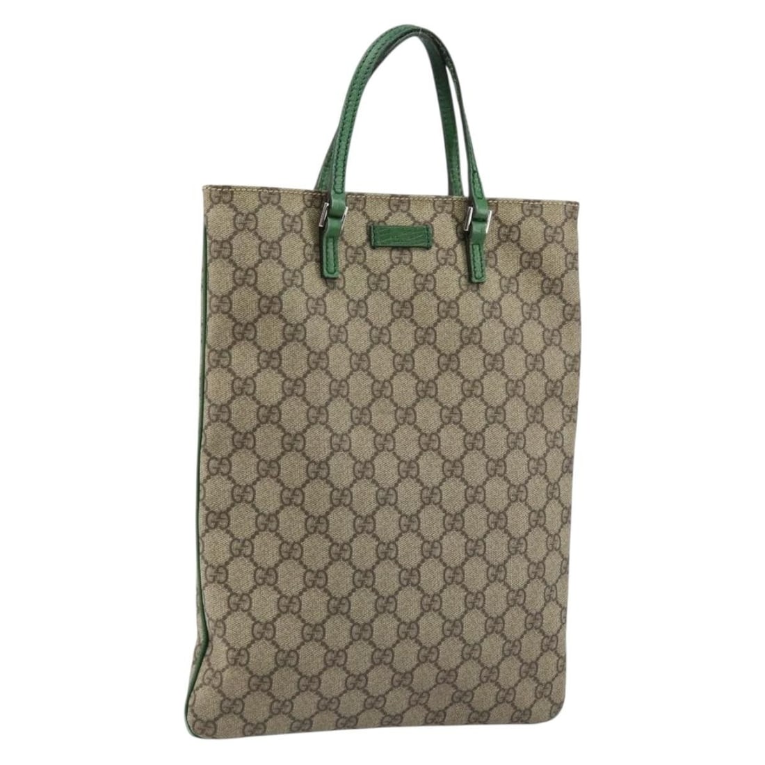 Gucci 117551 beige silver PVC leather handbag Italy: Gucci 117551 beige silver PVC leather handbag Italy This is a Gucci GG Supreme hand bag crafted from beige and silver PVC leather with GG canvas accents. Designed for women, the bag features a top han
