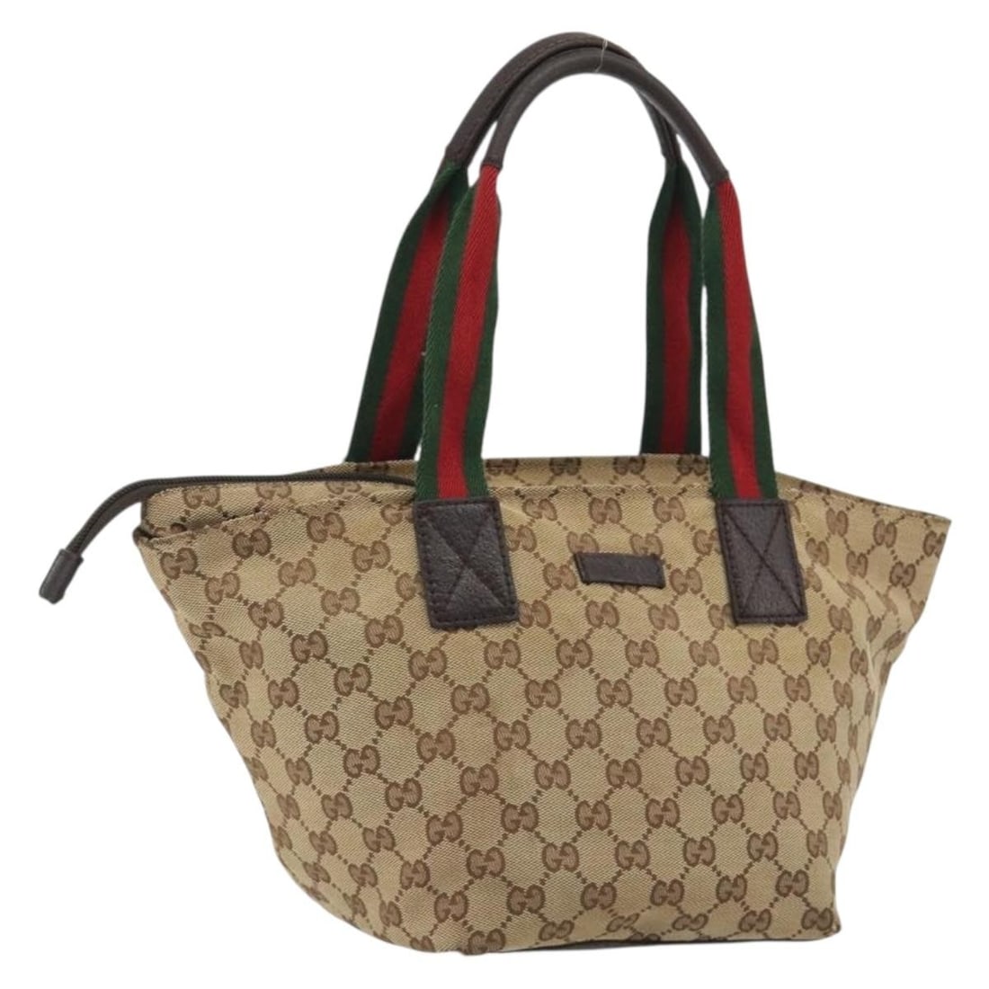 Gucci 131228 Sherry Line GG Canvas Handbag Beige Silver: Gucci 131228 Sherry Line GG Canvas Handbag Beige Silver A Gucci GG Canvas Web Sherry Line handbag in beige and silver, made in Italy. The bag features GG canvas construction and a hand bag style, with