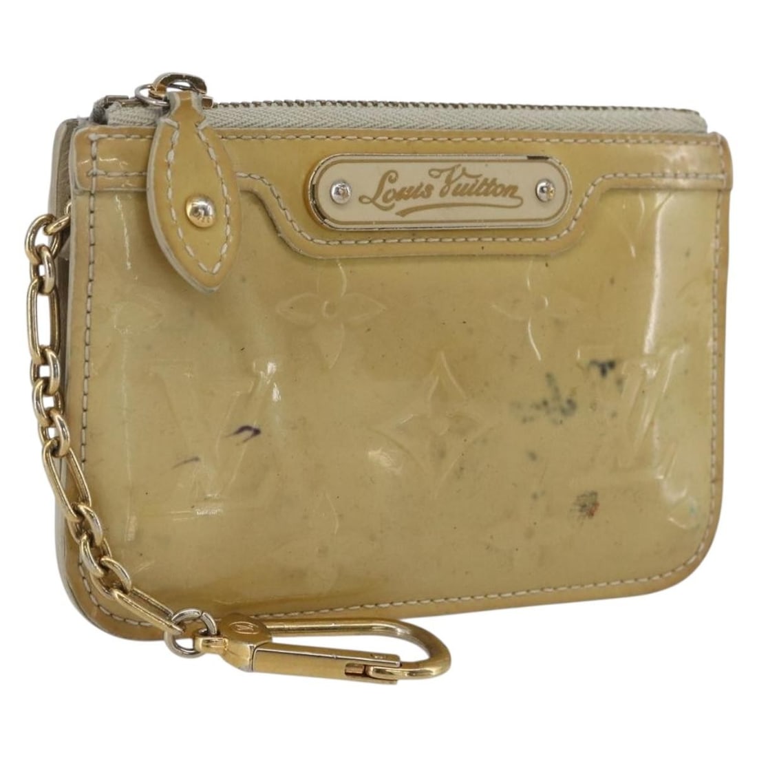 Vernis Broncorail Patent Leather Coin Purse by Louis Vuitton M91463: Vernis Broncorail Patent Leather Coin Purse by Louis Vuitton M91463 This is a LOUIS VUITTON Vernis Pochette Cles NM coin purse in Broncorail patent leather. The purse features a compact design with a 