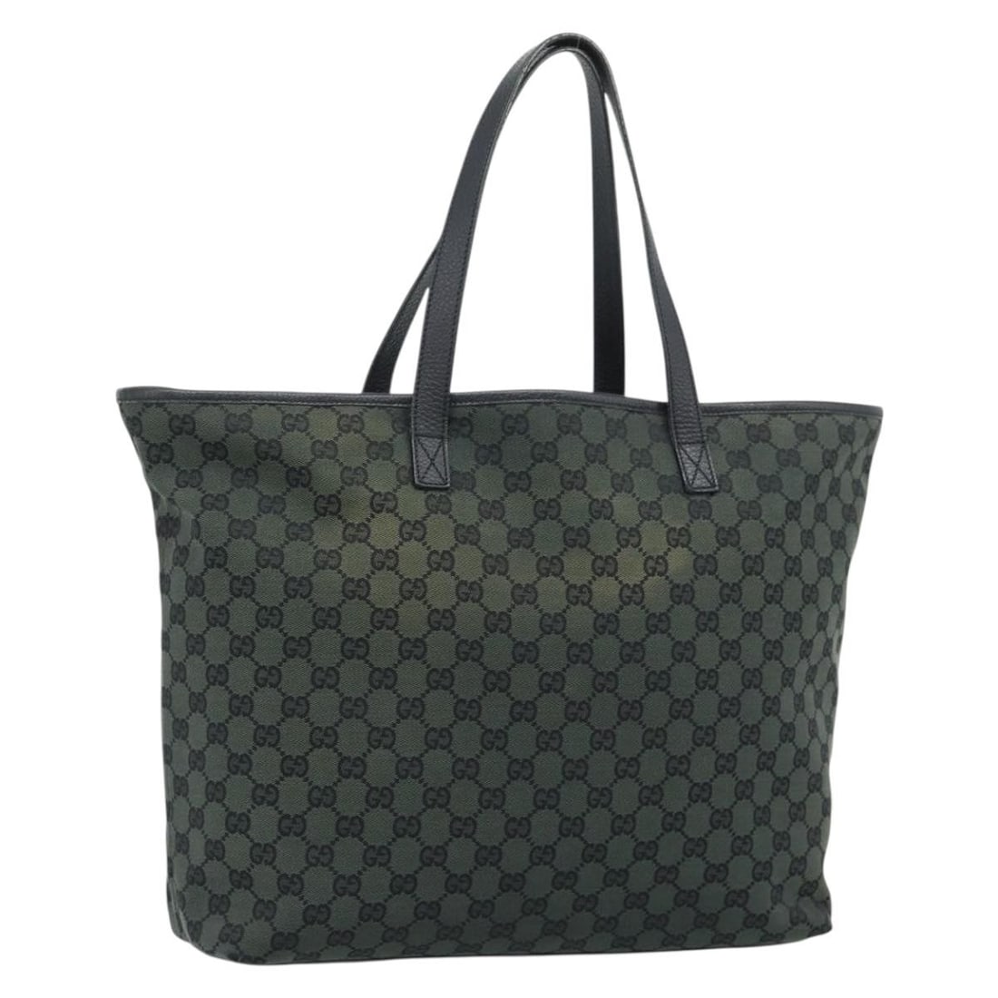Gucci 238696 GG Canvas Tote in Black Khaki Made in Italy: Gucci 238696 GG Canvas Tote in Black Khaki Made in Italy A Gucci GG Canvas tote bag in black and khaki, made in Italy. It features a GG canvas exterior with a tote bag style and comes as the item show