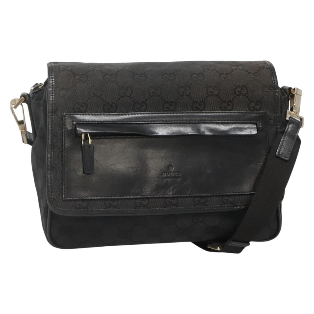 GUCCI GG Canvas Shoulder Bag Black Gold 019 0375 Authentic Italy (1 of 18)