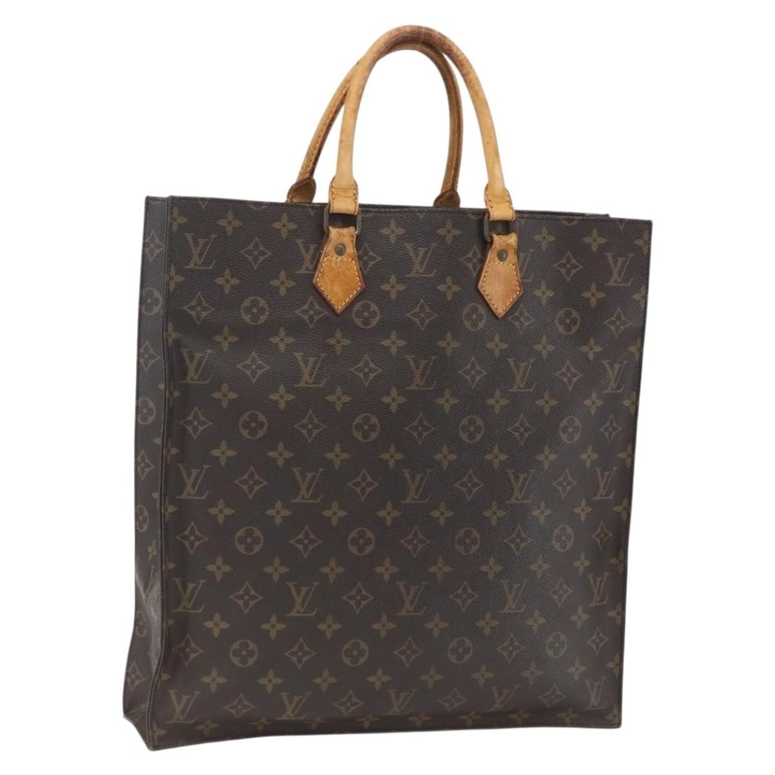 Louis Vuitton Sac Plat Monogram Canvas Handbag M51140 France: Louis Vuitton Sac Plat Monogram Canvas Handbag M51140 France This Louis Vuitton Monogram Sac Plat handbag features the brand's signature monogram canvas with leather trim. The bag is made in France an