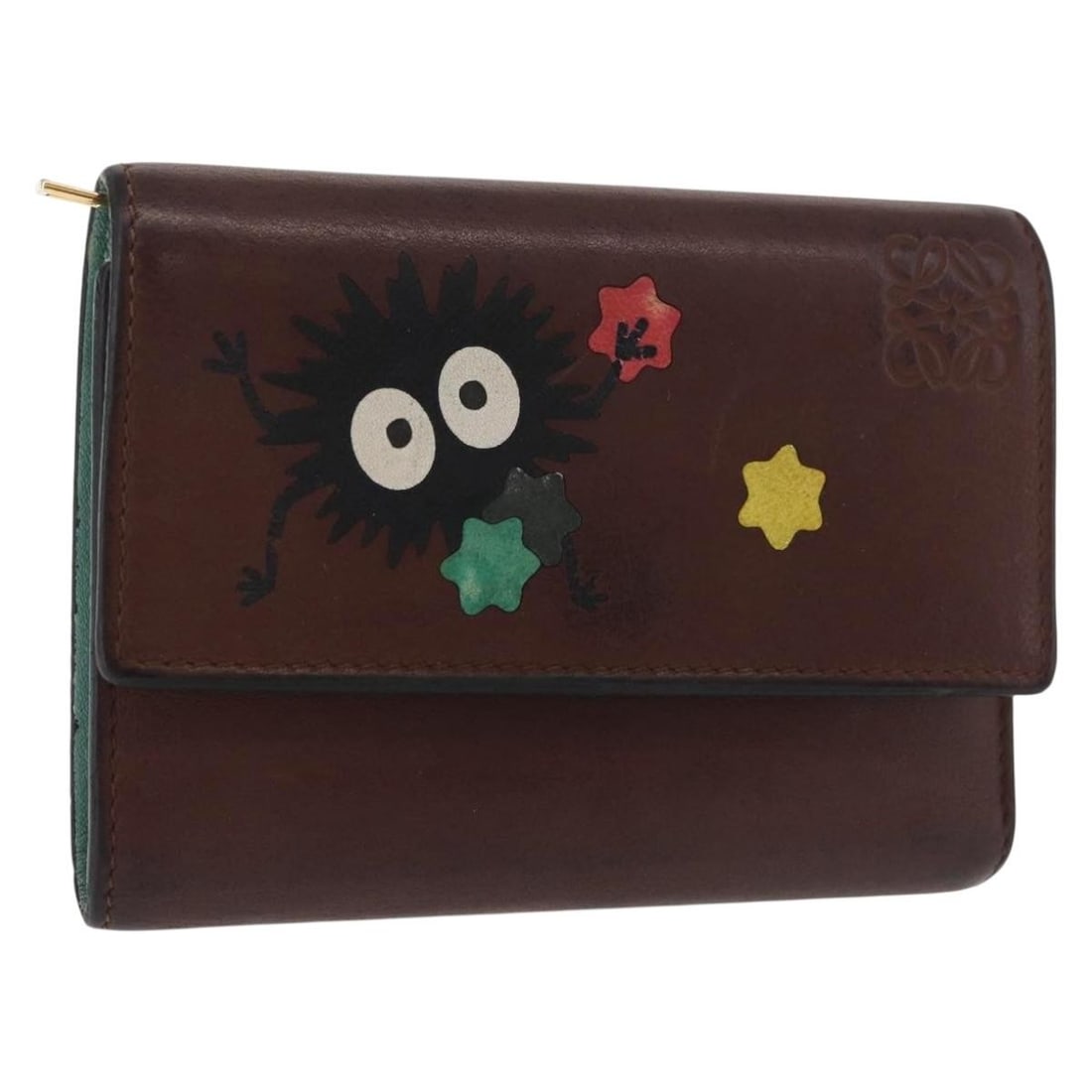 LOEWE Studio Ghibli Suswatari Trifold Leather Wallet Brown Gold: LOEWE Studio Ghibli Suswatari Trifold Leather Wallet Brown Gold LOEWE x Studio Ghibli Suswatari trifold wallet in brown and gold leather. Made in Spain, this women's wallet measures approximately 4.1 