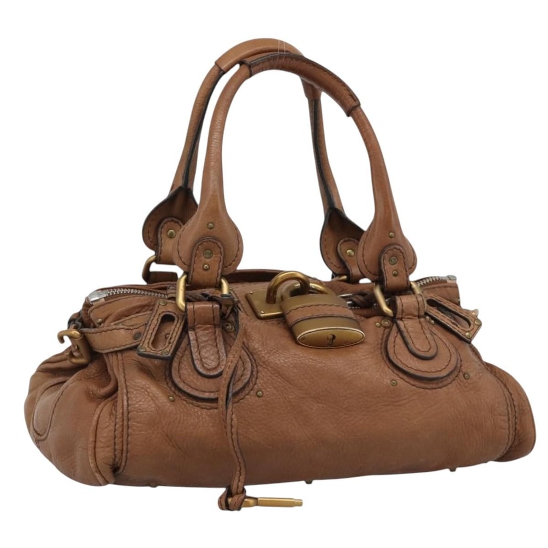 Chloe Paddington Leather Handbag Brown with Dust Bag: Chloe Paddington Leather Handbag Brown with Dust Bag Chloe Paddington hand bag in leather with a brown, gold, and silver color scheme. Made in Italy, this women's bag comes with a dust bag. The item i