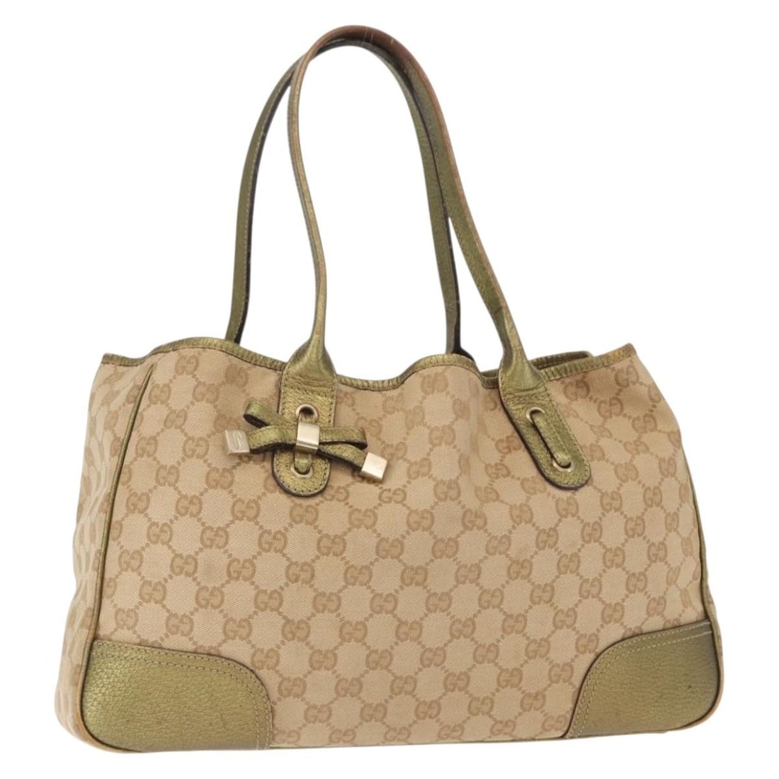 Gucci GG Canvas Beige Gold Tote Bag 163805 (1 of 18)