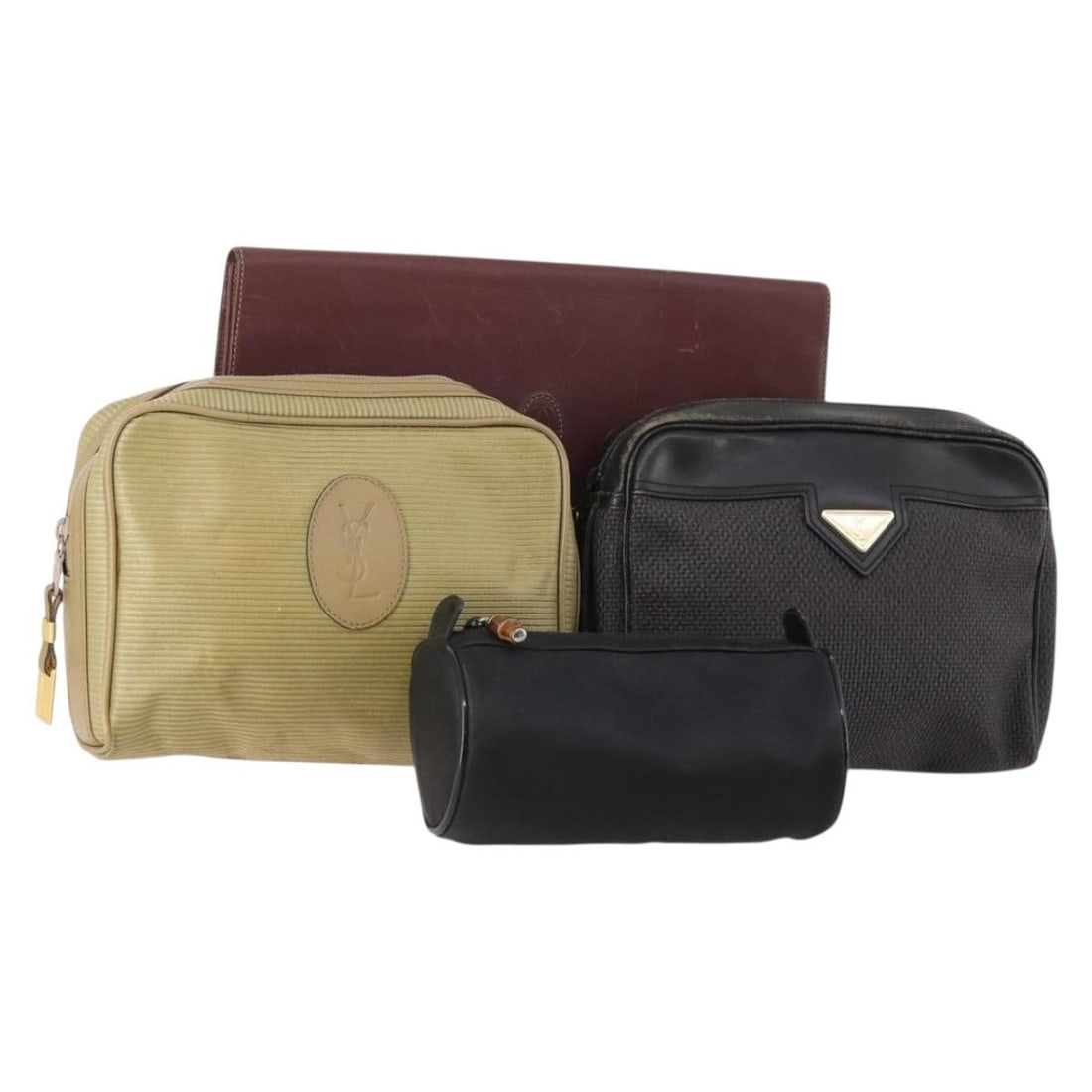 4 Piece Women Clutch Bag Set PVC Leather Beige Black Bordeaux: 4 Piece Women Clutch Bag Set PVC Leather Beige Black Bordeaux Special set sale of women's clutch bags in PVC leather from Gucci, offered in beige, black, and bordeaux. This listing includes only the i