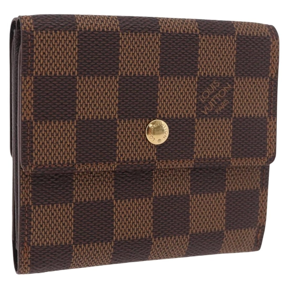 Louis Vuitton N61652 bifold wallet Damier Ebene canvas France: Louis Vuitton N61652 bifold wallet Damier Ebene canvas France Louis Vuitton Damier Ebene bifold wallet in Damier Ebene canvas, made in France. The wallet is described as heavily used and shows visible