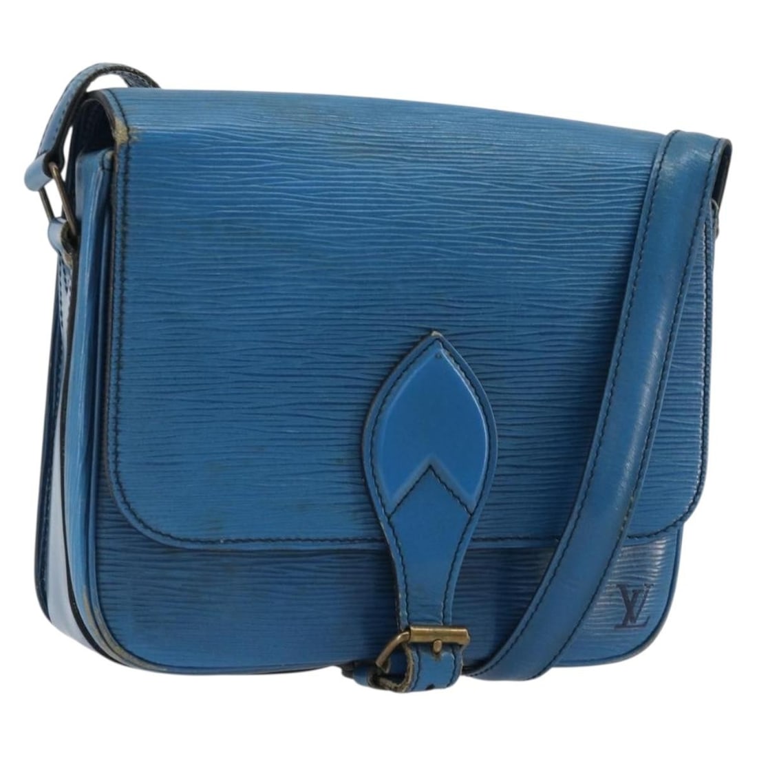 Louis Vuitton M52245 Cartouchiere MM Blue Epi Leather Shoulder Bag: Louis Vuitton M52245 Cartouchiere MM Blue Epi Leather Shoulder Bag Louis Vuitton Epi Cartouchiere MM shoulder bag in blue Epi leather, made in France. The bag measures approximately W22 x H20 x D7 cm 
