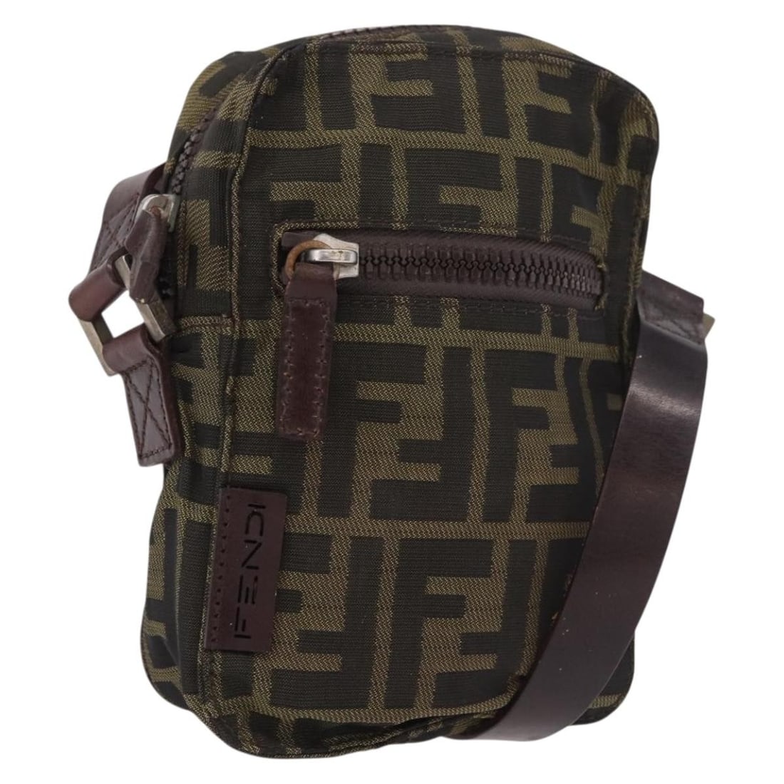 FENDI Zucca Canvas Mini Shoulder Bag Black Brown Italy: FENDI Zucca Canvas Mini Shoulder Bag Black Brown Italy Fendi shoulder bag in Zucca canvas with a black and brown exterior. Made in Italy, this women's bag measures approximately 12 cm W x 17 cm H x 5 