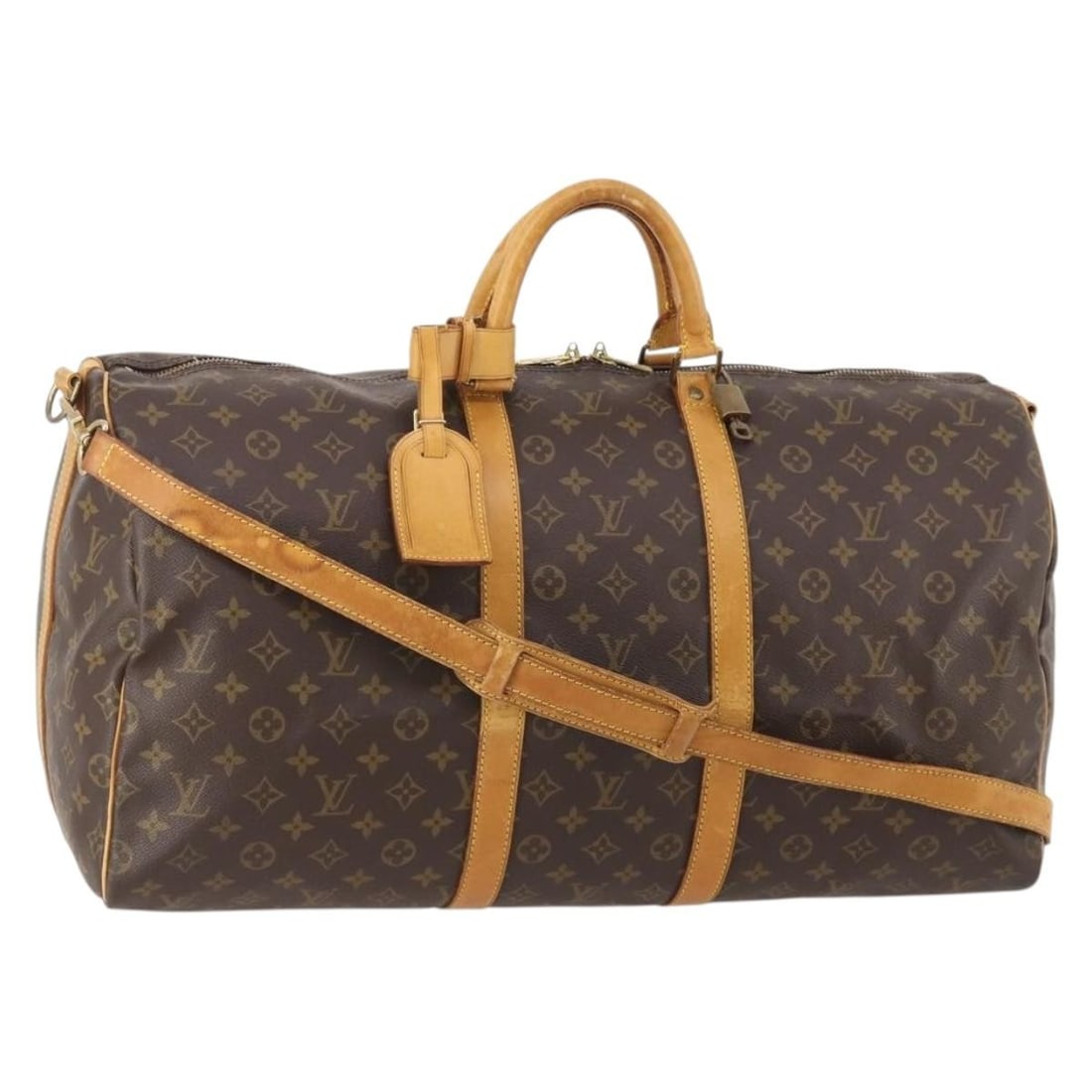 Louis Vuitton M41414 Keepall Bandouliere 55 Monogram Canvas Travel Bag: Louis Vuitton M41414 Keepall Bandouliere 55 Monogram Canvas Travel Bag Louis Vuitton Monogram Keepall Bandouliere 55 Boston Bag in Monogram Canvas, made in France. This bag features a Boston bag style