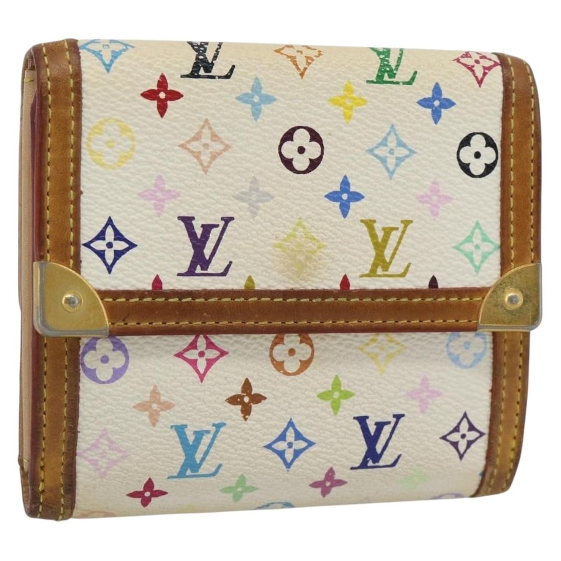 Louis Vuitton M92983 Multicolor Canvas Wallet White France: Louis Vuitton M92983 Multicolor Canvas Wallet White France Louis Vuitton Porte Monnaie Billets Cartes Credit wallet in white Monogram Multicolor canvas. This women's wallet is made in France and inclu