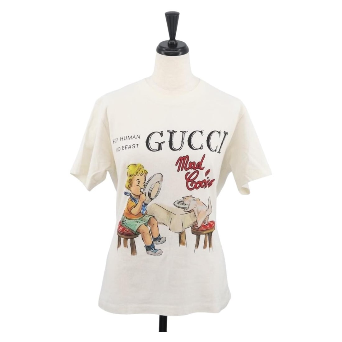 White Cotton Short Sleeve Gucci T Shirt for Women with Box (1 of 13)