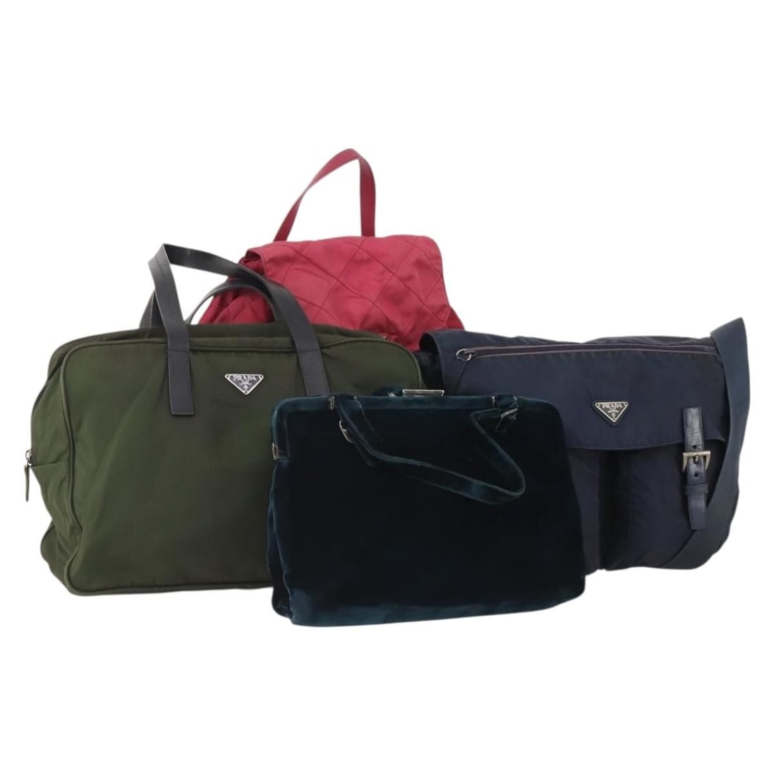 Set of 4 Prada Nylon Shoulder Bags Navy Pink Khaki (1 of 18)
