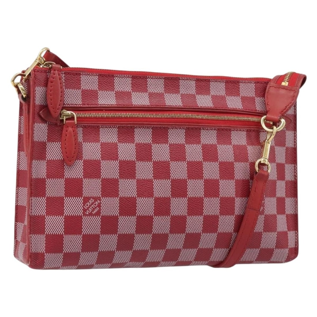 Louis Vuitton N41306 Damier Color Canvas Clutch Bag Carmine Strap: Louis Vuitton N41306 Damier Color Canvas Clutch Bag Carmine Strap Louis Vuitton Damier Color Canvas clutch bag in Carmine, made in France. It comes with a shoulder strap and features product number N4