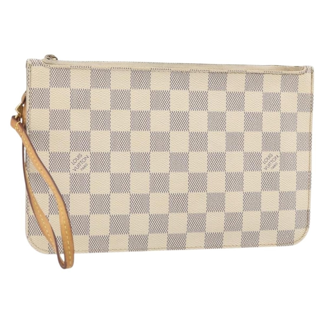 Louis Vuitton Neverfull MM Damier Azur Canvas Pouch: Louis Vuitton Neverfull MM Damier Azur Canvas Pouch A Louis Vuitton Damier Azur canvas pouch in Damier Azur color, made in France. The item measures approximately W24 cm x H15 cm (W9.4 x H5.9 inches).
