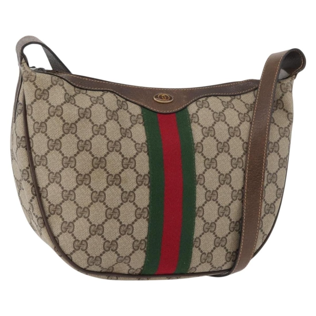Gucci Sherry Line Beige Gold PVC Shoulder Bag: Gucci Sherry Line Beige Gold PVC Shoulder Bag This GUCCI GG Supreme Web Sherry Line shoulder bag features a beige and gold color scheme crafted from PVC leather and GG canvas. Designed for women, the 