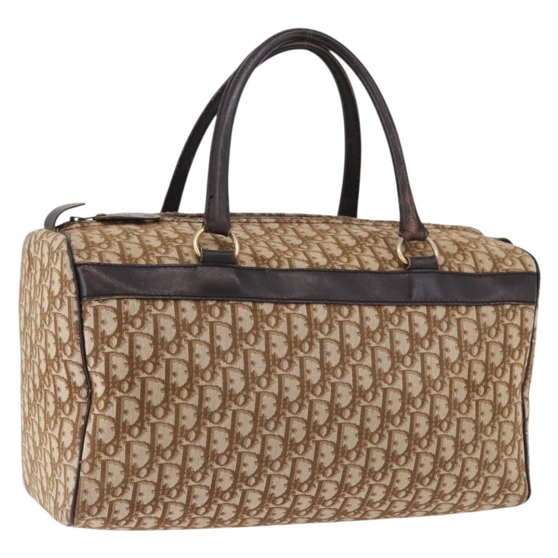 Christian Dior Trotter Boston Bag in Beige Gold Canvas: Christian Dior Trotter Boston Bag in Beige Gold Canvas Christian Dior Trotter Canvas Boston Bag in beige and gold. Made in France from Trotter canvas, this bag features a Boston bag style with a 20 cm