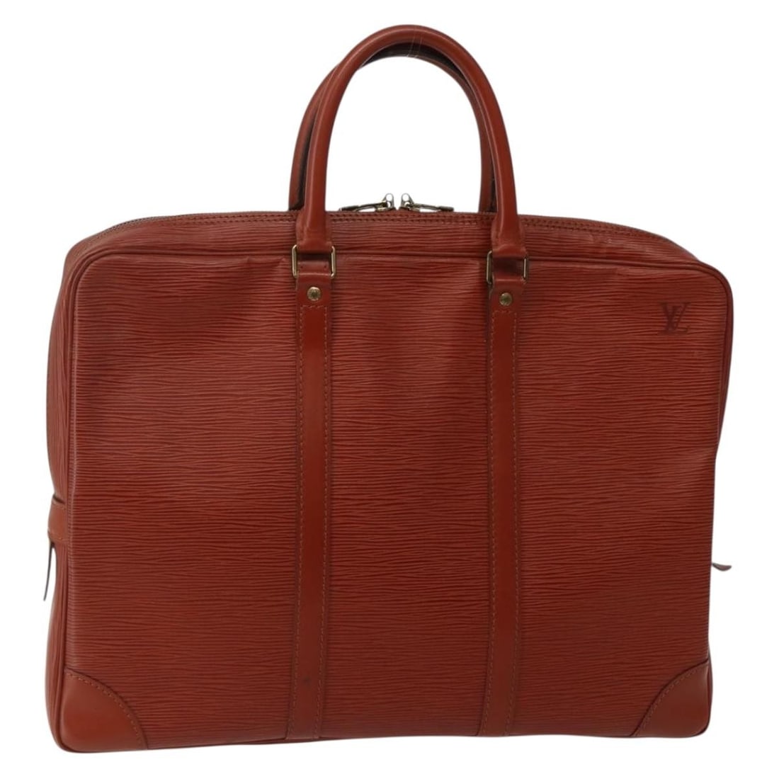 Louis Vuitton M54478 Epi Leather Briefcase Brown Porte Documents Voyage: Louis Vuitton M54478 Epi Leather Briefcase Brown Porte Documents Voyage Louis Vuitton Epi Porte Documents Voyage business bag in brown Epi leather, made in France. It comes with a name tag accessory a