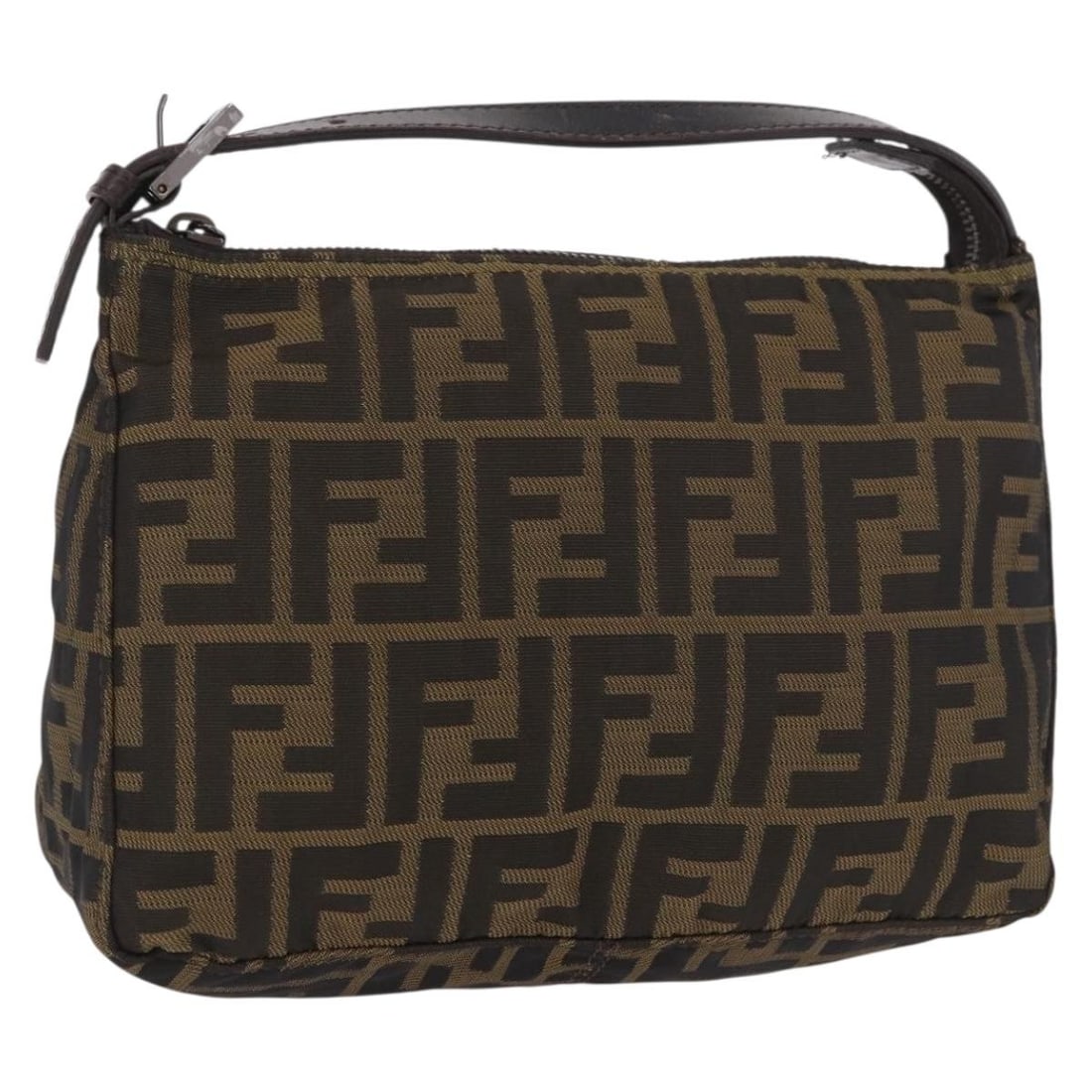 Fendi 8N0005 Zucca Canvas Accessory Pouch Brown Silver: Fendi 8N0005 Zucca Canvas Accessory Pouch Brown Silver Fendi Zucca accessory pouch in brown and silver Zucca canvas, made in Italy. This pre-owned pouch is identified by product no. 8N0005 and feature