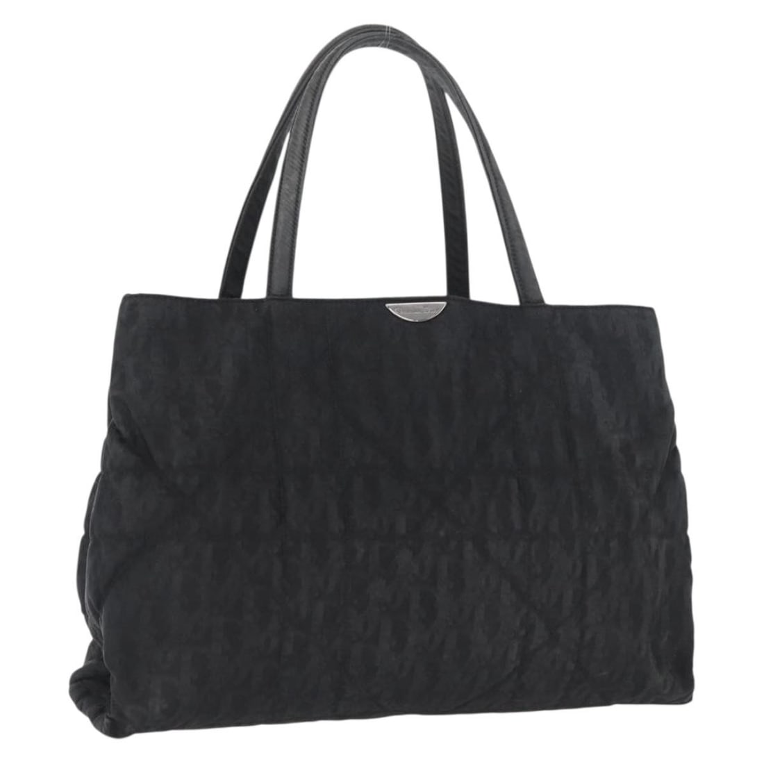 Christian Dior Nylon Hand Bag Black Silver With Guarantee Card: Christian Dior Nylon Hand Bag Black Silver With Guarantee Card Christian Dior hand bag in black and silver nylon, made in Italy. It comes with a guarantee card and has a serial number RU-0919. The bag