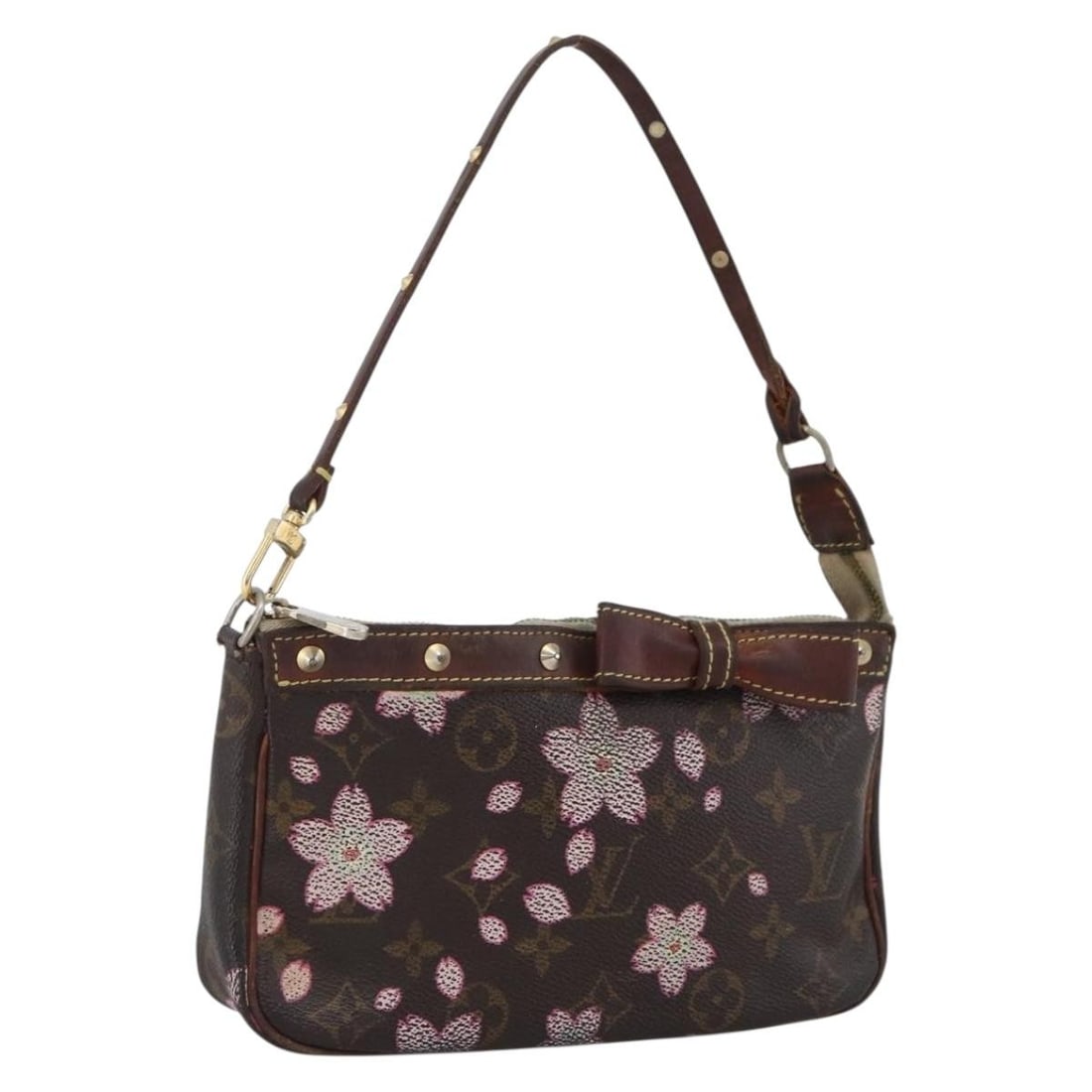 Louis Vuitton M92006 Cherry Blossom Monogram Canvas Pochette Pouch: Louis Vuitton M92006 Cherry Blossom Monogram Canvas Pochette Pouch Louis Vuitton Cherry Blossom Pochette Accessoires pouch in Monogram Cherry Blossom Canvas, made in France. The item is in heavily use