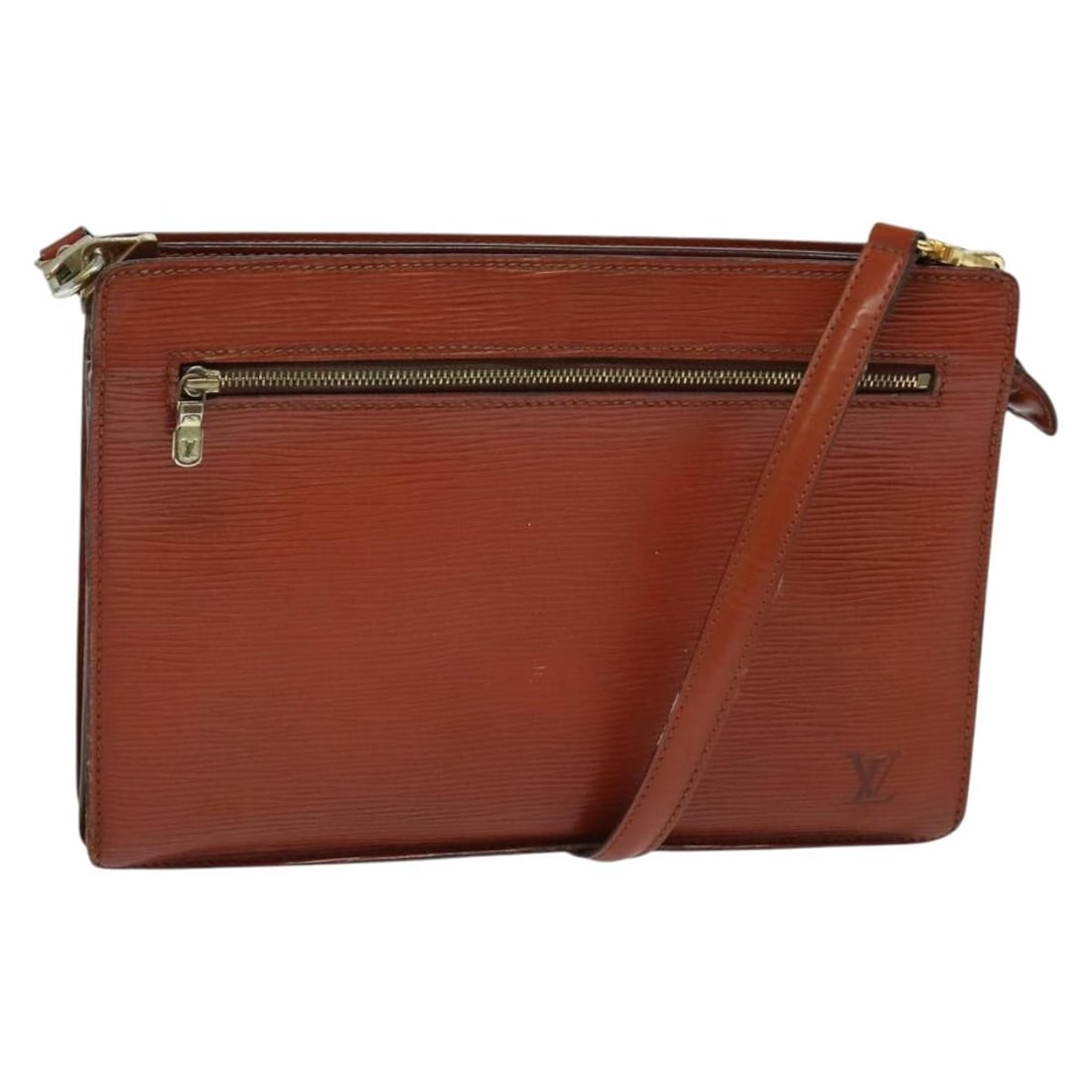 Louis Vuitton M52113 Epi Leather Brown Clutch Bag with Shoulder Strap: Louis Vuitton M52113 Epi Leather Brown Clutch Bag with Shoulder Strap Louis Vuitton Epi Angian Clutch Bag in brown Epi leather, made in France. This women's clutch bag includes a shoulder strap and fe