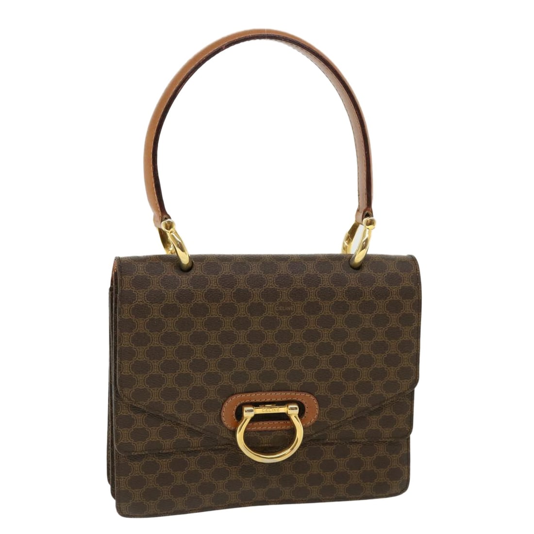 CELINE Macadam Brown PVC Leather Handbag Made in Italy: CELINE Macadam Brown PVC Leather Handbag Made in Italy Celine Macadam canvas hand bag in brown with PVC leather trim, made in Italy. This women's bag is offered without the original box or dust bag an