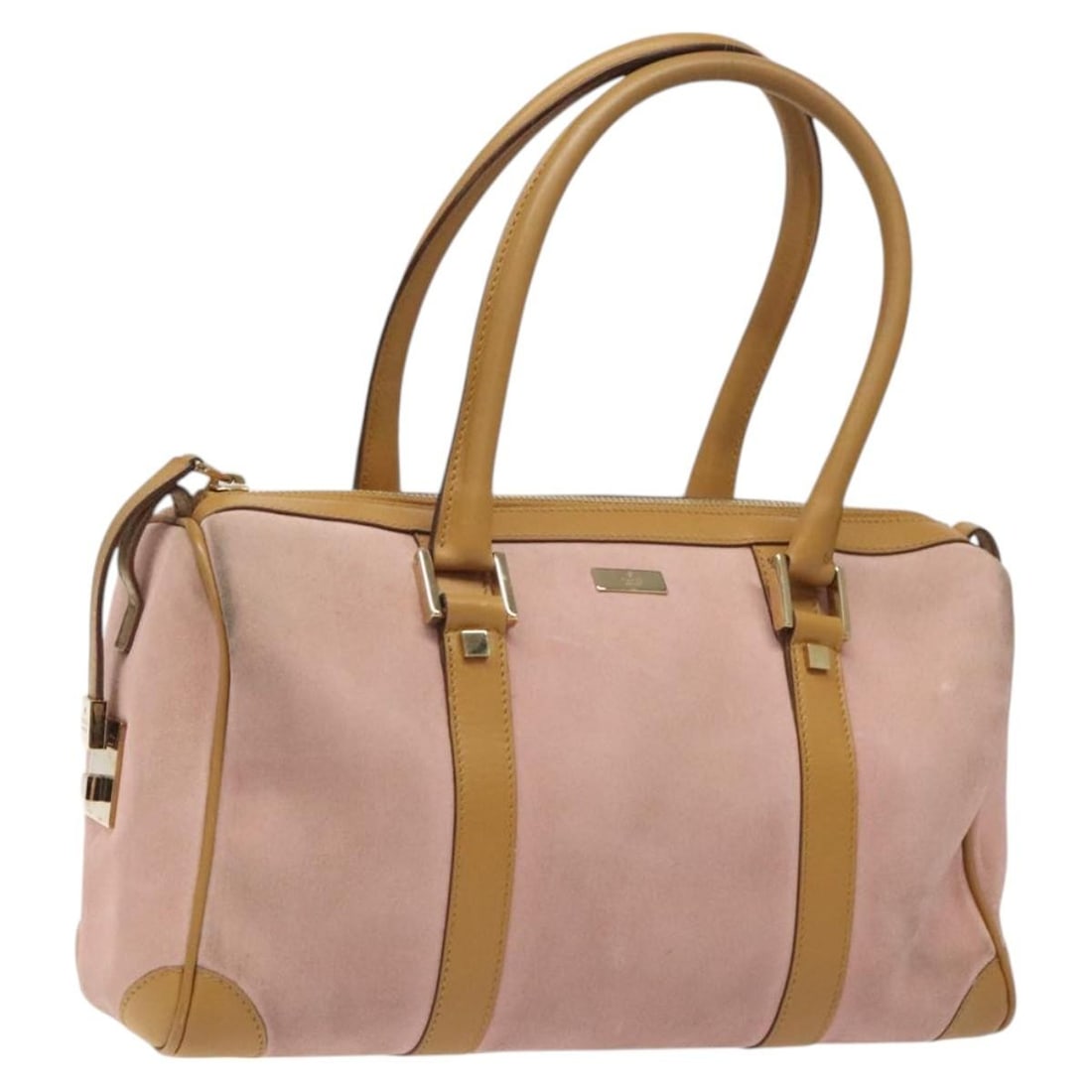 Gucci Pink Gold Suede Women Handbag 000 0851 Italy: Gucci Pink Gold Suede Women Handbag 000 0851 Italy This GUCCI handbag features a pink and gold suede exterior and is designed as a women's accessory. The bag is made in Italy and has a structured silh