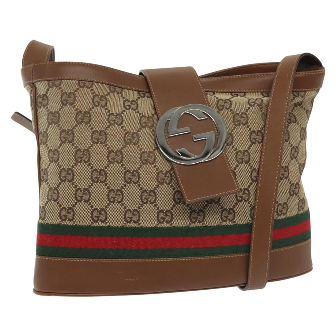 Gucci 2058 001 5000 GG Canvas Shoulder Bag Beige Red Web Sherry Line (1 of 18)