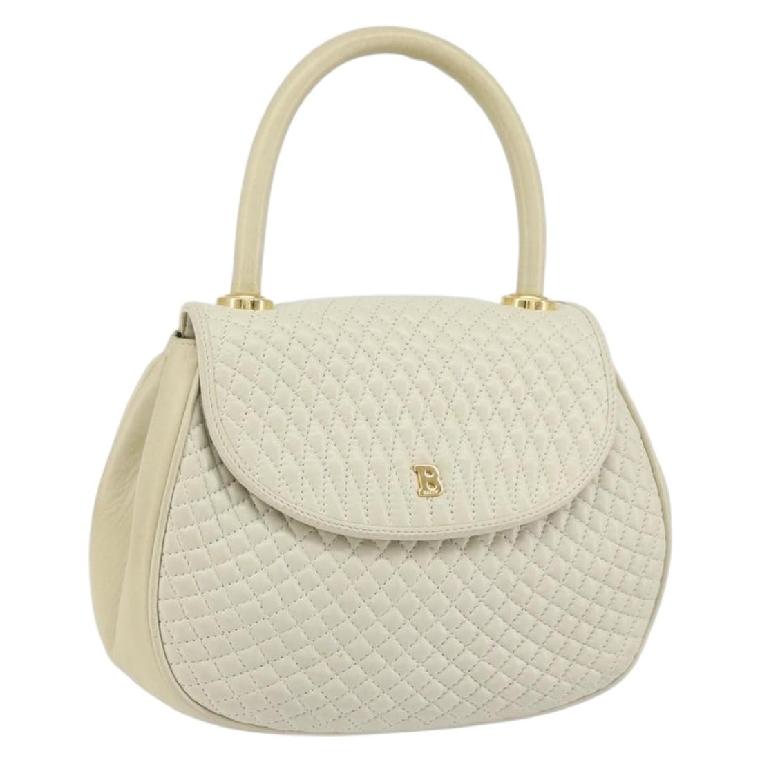 BALLY White Gold Leather Quilted Hand Bag Made in Italy: BALLY White Gold Leather Quilted Hand Bag Made in Italy This authentic BALLY Quilted Hand Bag is a stylish accessory crafted in Italy from high-quality leather. Featuring a chic white and gold color s
