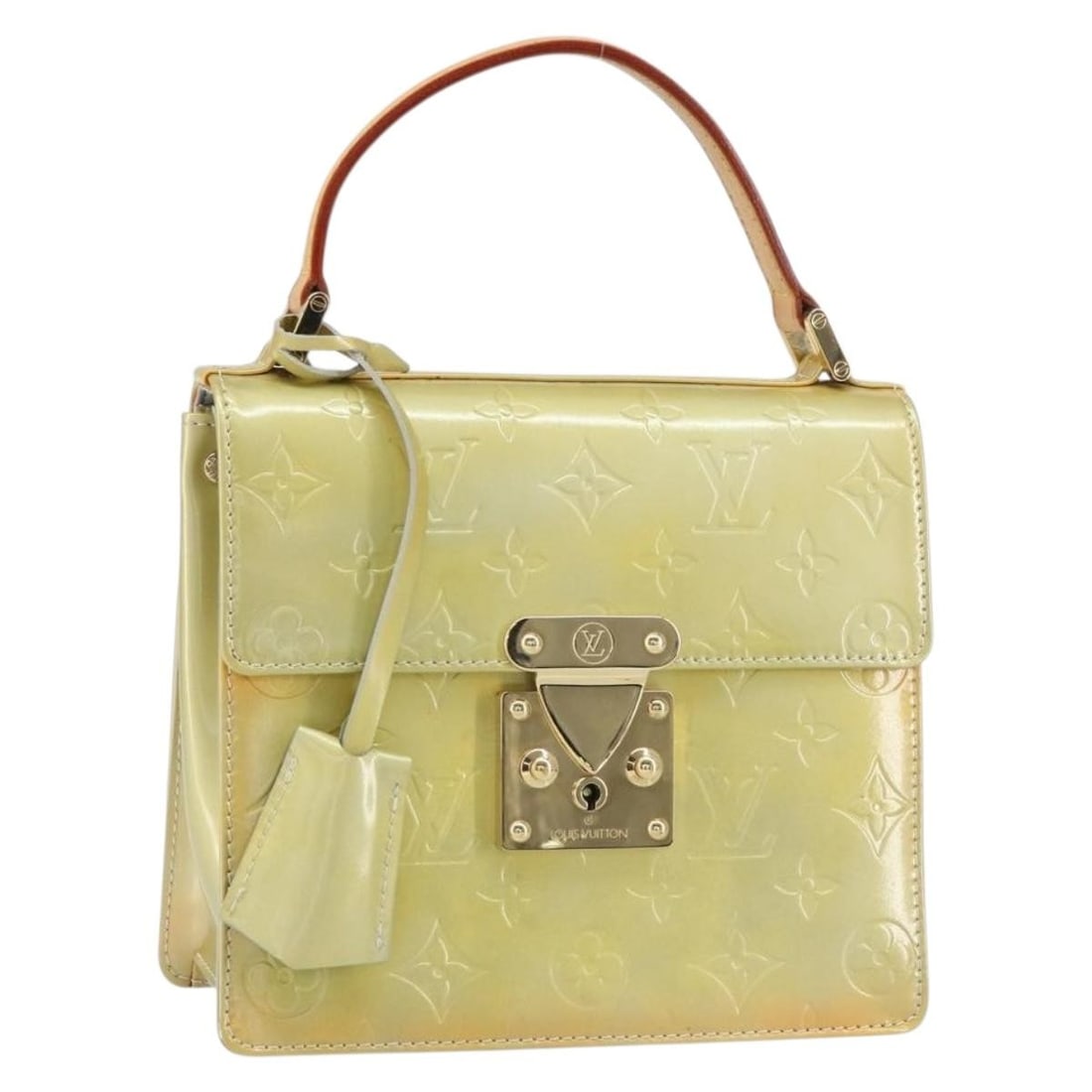Louis Vuitton Spring Street Gris Vernis handbag M91029 with keys and clochette: Louis Vuitton Spring Street Gris Vernis handbag M91029 with keys and clochette This Louis Vuitton Monogram Vernis Spring Street handbag in Gris is crafted from patent leather and features a structured