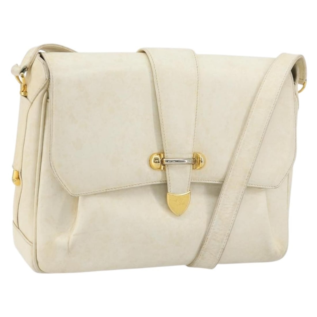 White and Gold Leather GUCCI Shoulder Purse for Women Made in Italy: White and Gold Leather GUCCI Shoulder Purse for Women Made in Italy This GUCCI shoulder bag features a white and gold leather exterior with a classic silhouette, designed for women. Crafted in Italy, 
