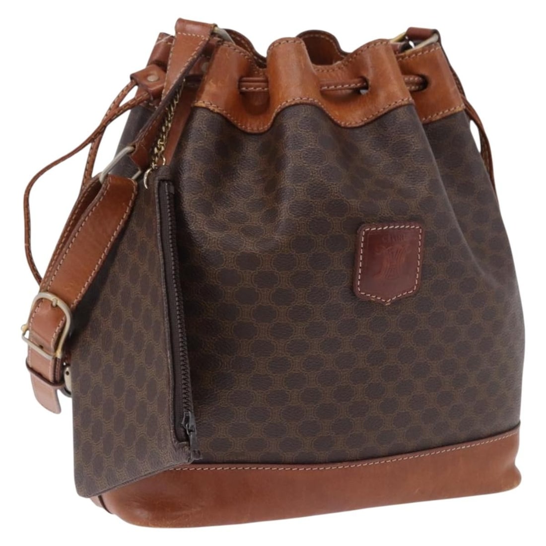 Celine Macadam PVC Leather Shoulder Bag Brown Gold Tone Italy: Celine Macadam PVC Leather Shoulder Bag Brown Gold Tone Italy Celine shoulder bag in brown and gold, made from PVC leather and Macadam canvas. It was made in Italy and comes with the item shown in the