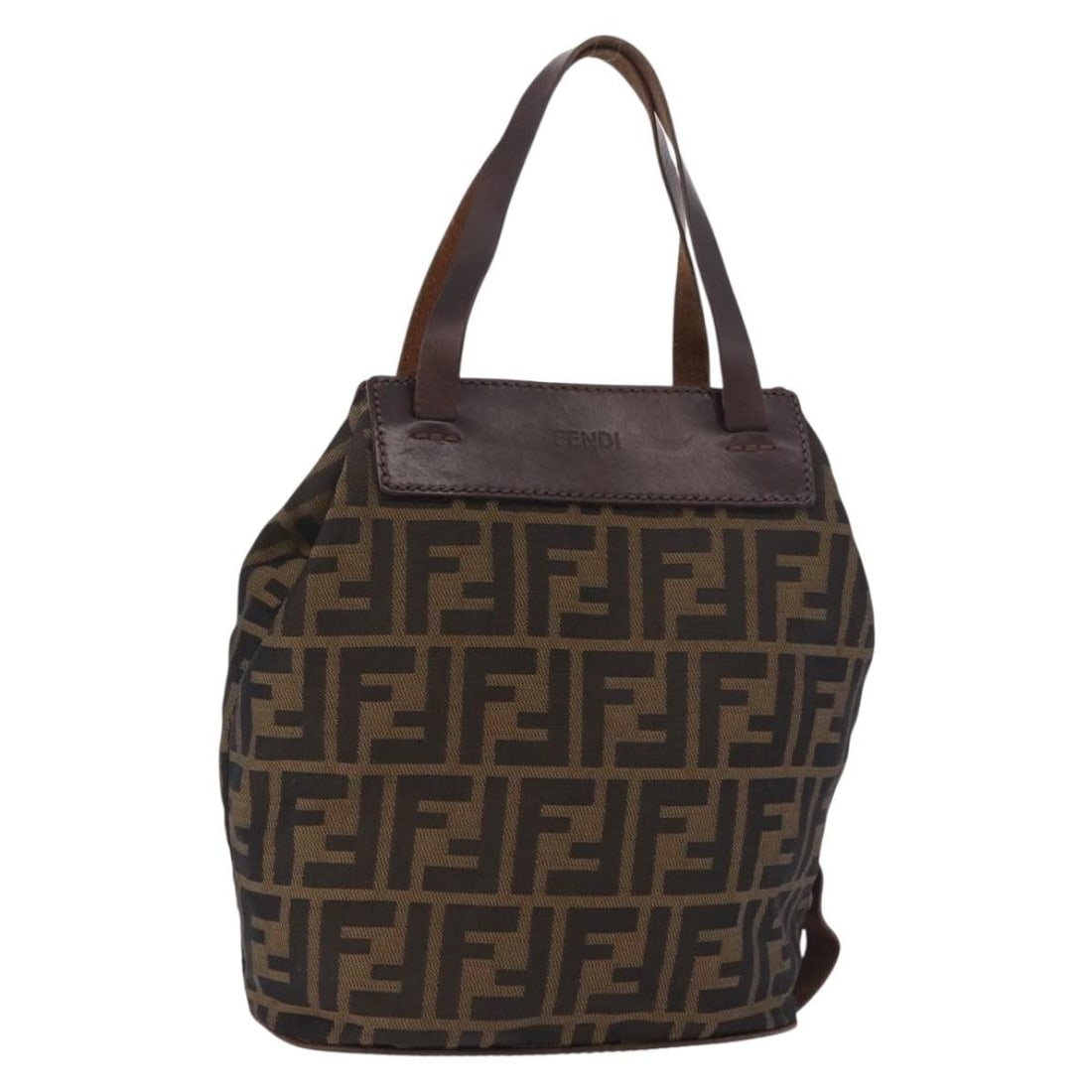 Fendi Zucca Canvas Handbag Black Brown Made in Italy: Fendi Zucca Canvas Handbag Black Brown Made in Italy Fendi hand bag in black and brown Zucca canvas, made in Italy. The bag measures approximately 21 cm wide, 24 cm high, and 12 cm deep, with an appro