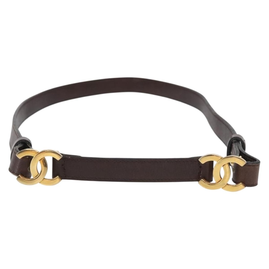 CHANEL CC Leather Belt Brown Gold Tone 27.6 Inch France: CHANEL CC Leather Belt Brown Gold Tone 27.6 Inch France Brown and gold leather belt in heavily used condition. The item is made in France and will be sent as shown in the photo only. No item box or du