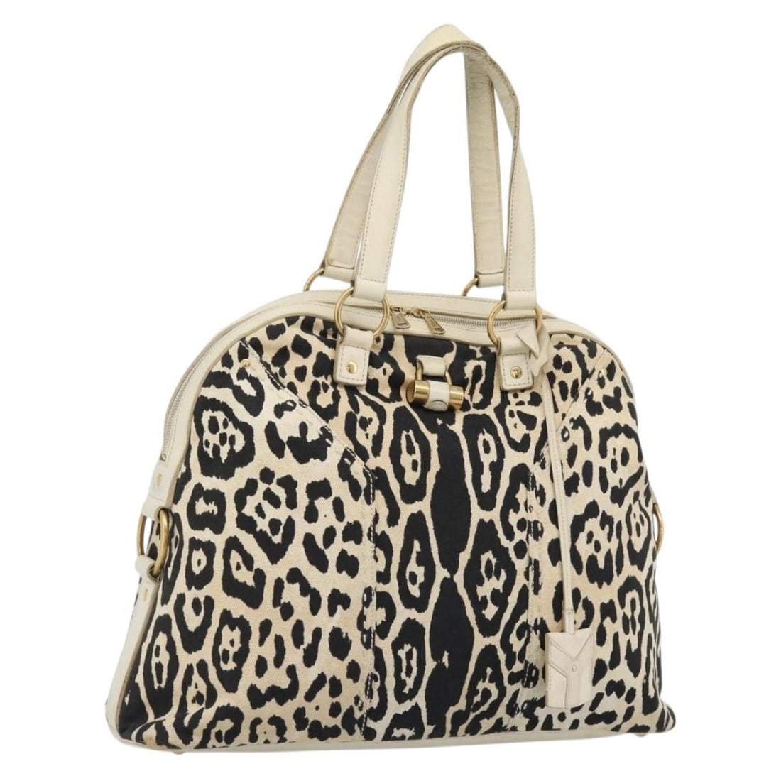 Canvas tote bag SAINT LAURENT Muse beige gold with key clochette: Canvas tote bag SAINT LAURENT Muse beige gold with key clochette Saint Laurent Muse Tote Bag in beige and gold canvas, made in Italy. This tote bag comes with one key and a clochette. The item is rank